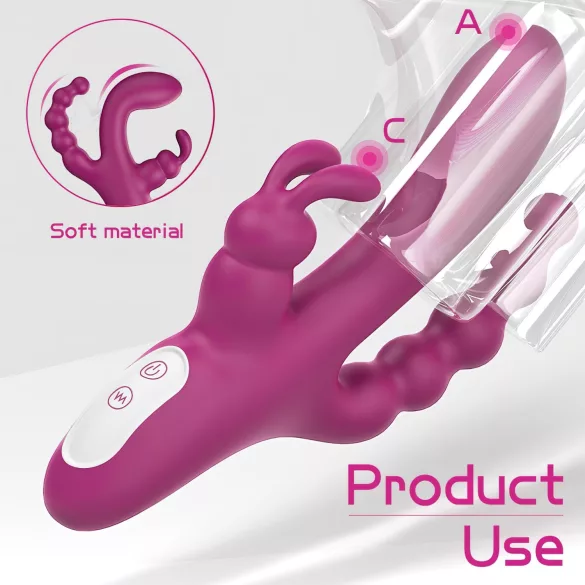 Sex HD Joker - vibrator med tre arme - genopladelig vandtæt - lilla