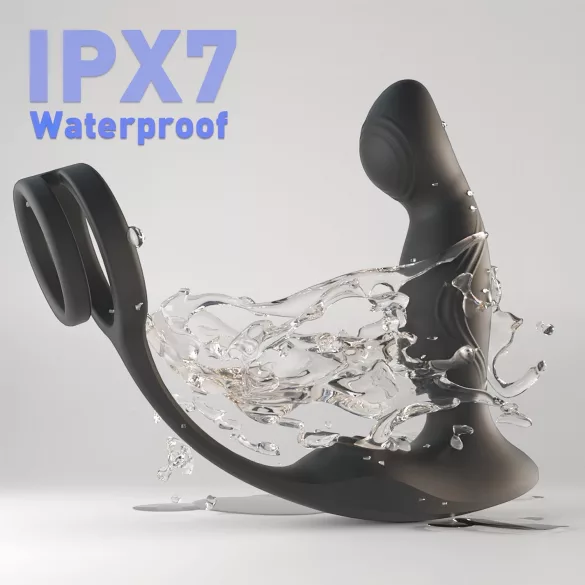 Sex HD Virgil - prostatavibrator med penisring - silikone - sort