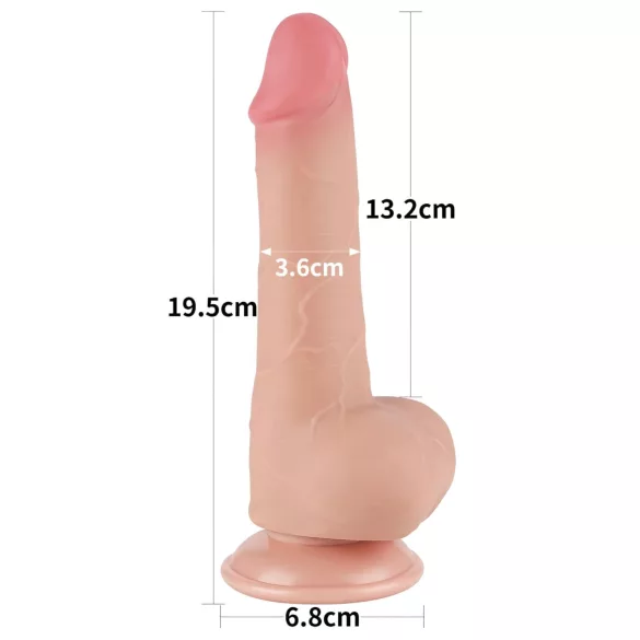 Lovetoy Sliding-Skin - dildo med sugekop - dobbeltlag - 19,5cm - natur