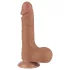 Lovetoy Sliding-Skin - dildo med testikler - realistisk - 19,5cm mørk natur