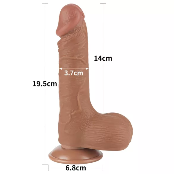 Lovetoy Sliding-Skin - dildo med testikler - realistisk - 19,5cm mørk natur