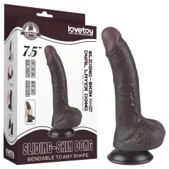   Sliding-Skin - dobbeltlags dildo med sugekop - 19,5 cm (brun)