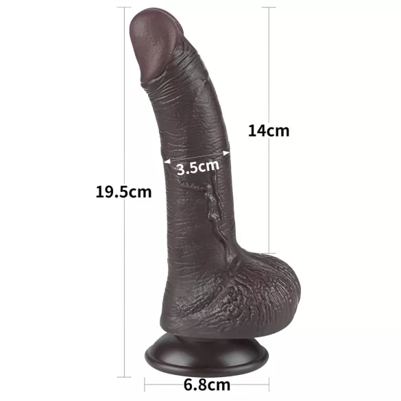 Lovetoy Sliding-Skin - dildo med sugekop - realistisk dobbeltlag - 19,5cm brun