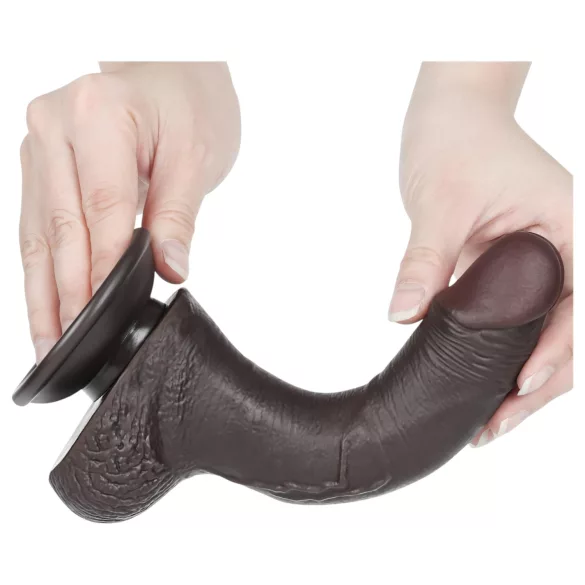 Lovetoy Sliding-Skin - dildo med sugekop - realistisk dobbeltlag - 19,5cm brun