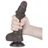 Lovetoy Sliding-Skin - dildo med sugekop - realistisk dobbeltlag - 19,5cm brun