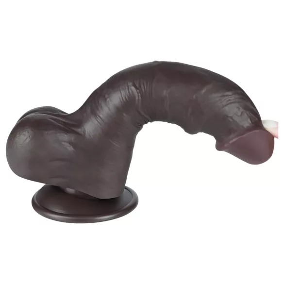Lovetoy Sliding-Skin - dildo med kugler - dobbeltsjikt - 20cm brun