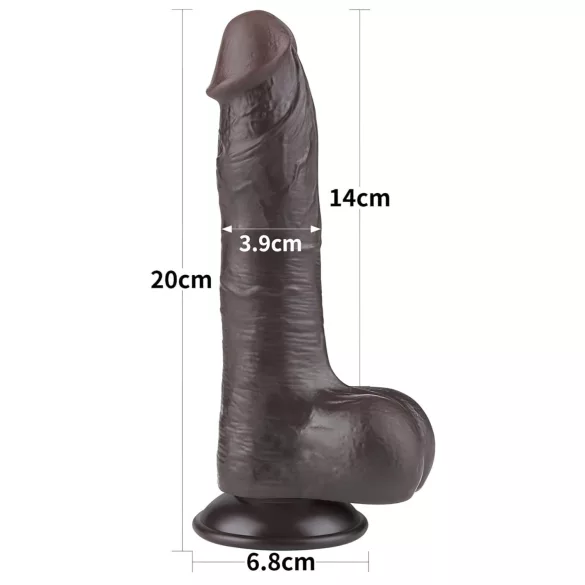 Lovetoy Sliding-Skin - dildo med kugler - dobbeltsjikt - 20cm brun
