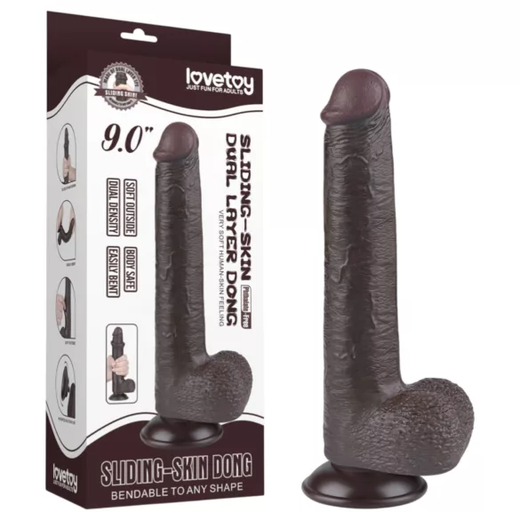 Lovetoy Sliding-Skin - dildo med sugekop - realistisk brun - 20,8cm