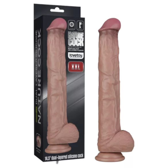 Lovetoy - dildo XXL - realistisk to lag - 36,5 cm - natur
