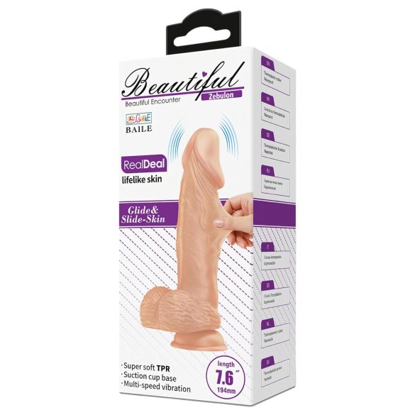 Baile Zebulon - livagtig vibrator med testikler - 19cm (naturlig)