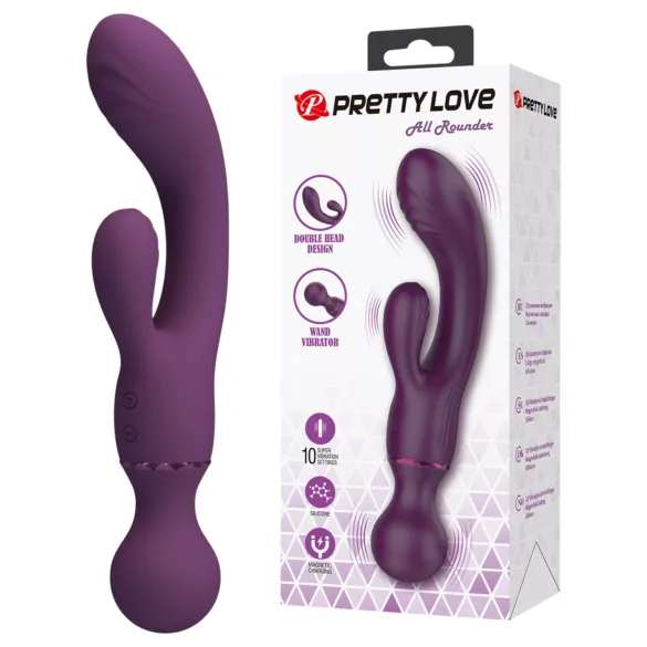Pretty Love All Rounder - dobbelt-hoved G-punkts- og klitorisvibrator (lilla)