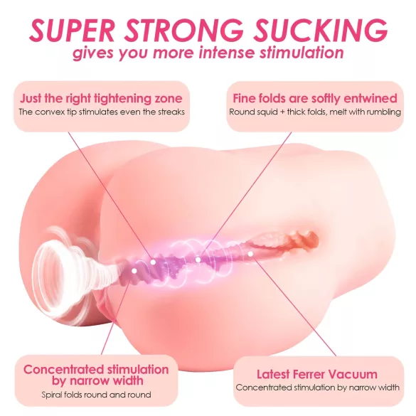 Vibeconnect - App-styret torso-masturbator til mænd (naturel)