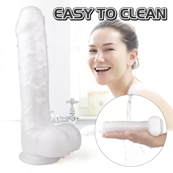 Sex HD Martin - dildo med sugekop og testikler - realistisk - hvid