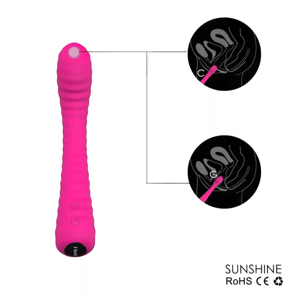 Sex HD Sunshine - G-punktsvibrator - genopladelig, rillet - pink