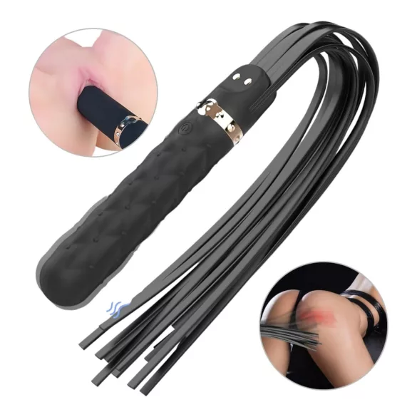 Sex HD Bloody Mary - vibrator med pisk - genopladelig - vandtæt - sort