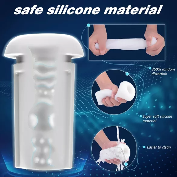 Sex HD Hawk - masturbator med vibration og sug - genopladelig - sort/hvid