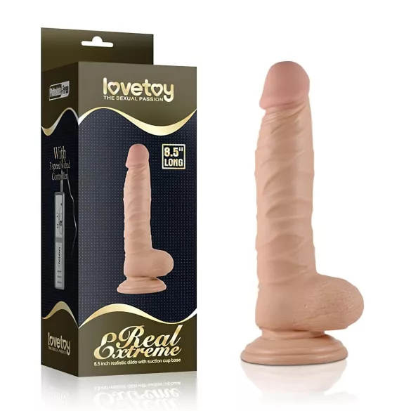 Lovetoy Real Extreme - dildo med sugekop - 21 cm (hudfarvet)