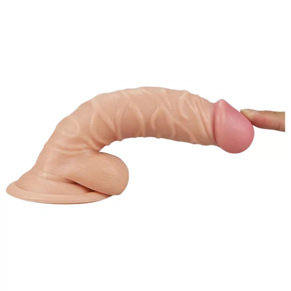 Real Extreme - dildo med sugekop og testikler til G-punktet - 19 cm (hudfarvet)