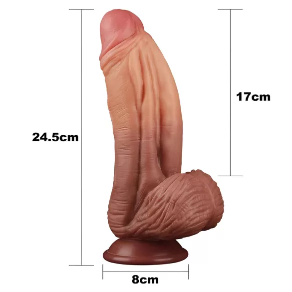 Lovetoy - realistisk dildo - dobbeltlag - 26cm natur