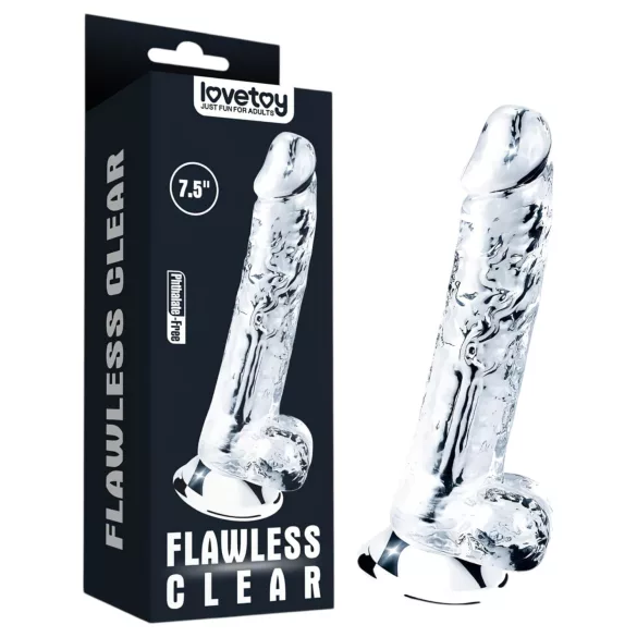 Lovetoy Flawless Clear - dildo med sugekop - 19 cm (gennemsigtig)