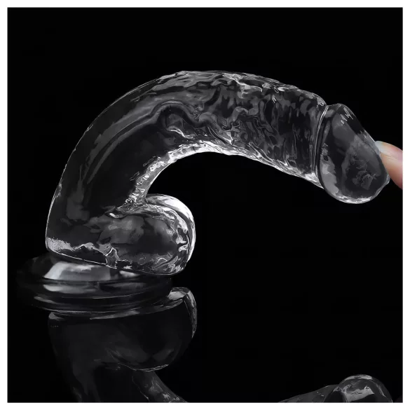 Lovetoy Flawless Clear - dildo med sugekop - 19 cm (gennemsigtig)