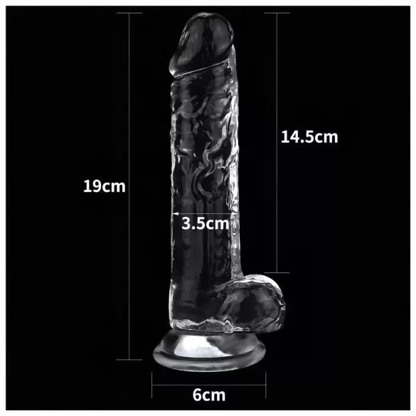 Lovetoy Flawless Clear - dildo med sugekop - 19 cm (gennemsigtig)