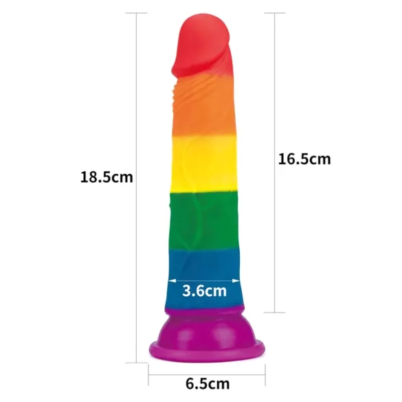 Lovetoy Prider 7.0 - realistisk dildo - 19 cm (regnbuefarvet)