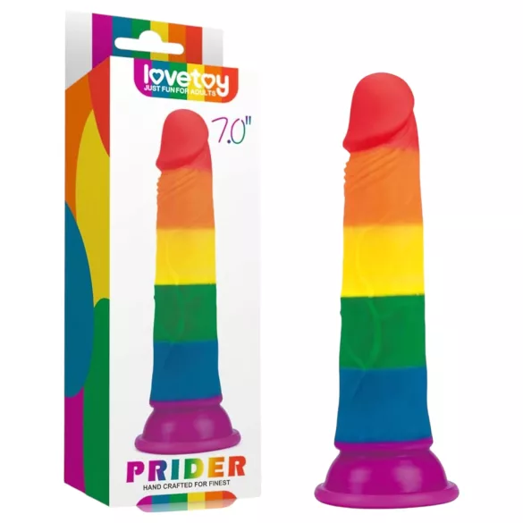 Lovetoy Prider 7.0 - realistisk dildo - 19 cm (regnbuefarvet)
