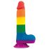 Lovetoy Prider - realistisk dildo m. kugler - 20cm (regnbue)
