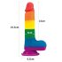Lovetoy Prider - realistisk dildo m. kugler - 20cm (regnbue)