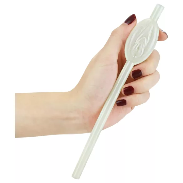 Lovetoy - sugerør med vagina - glødende - hvid