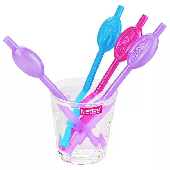 Lovetoy - penis sugerør - pink/blå/lilla