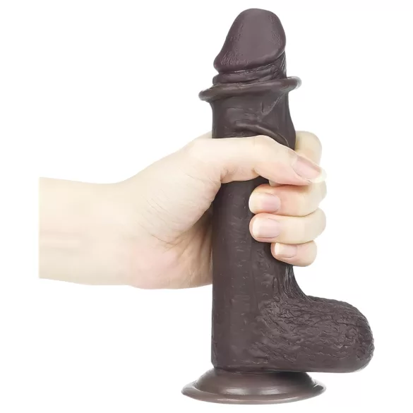 Lovetoy Sliding-Skin - realistisk dildo - dobbeltlag - 18cm brun