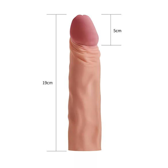 Lovetoy Pleasure X-tender - penissleeve - forlængelse 19cm - naturfarvet