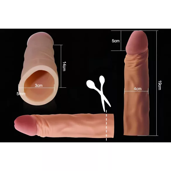 Lovetoy Pleasure X-tender - penissleeve - forlængelse 19cm - naturfarvet