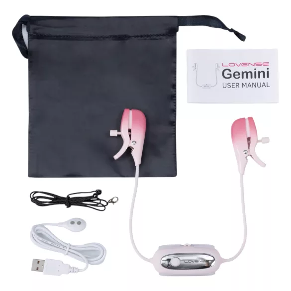 Lovense Gemini - app-styret vibrerende brystvorteklemme (pink)