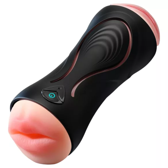 Leopard - penisvibrator med mund og kunstig vagina - natur
