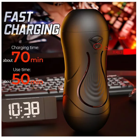 Leopard - penisvibrator med mund og kunstig vagina - natur