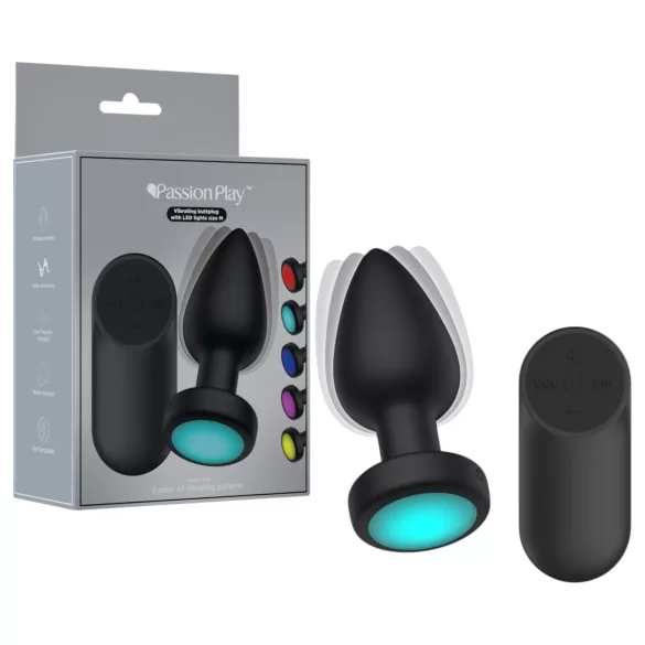 Passion Play - vibrerende anal plug med LED-lys - størrelse M