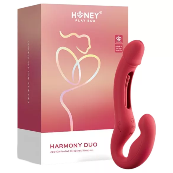 Honey Play Box Harmony Duo - App-styret påspændingsvibrator med tungefunktion (rød)