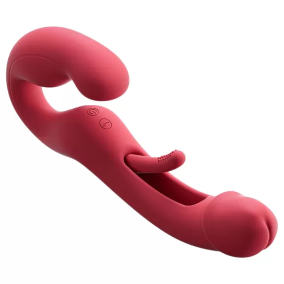 Honey Play Box Harmony Duo - App-styret påspændingsvibrator med tungefunktion (rød)