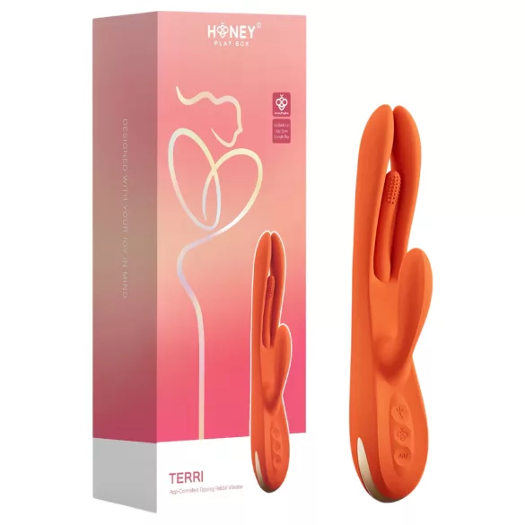 Honey Play Box Terri - klitorisvibrator med tunge og arm - silikone - orange