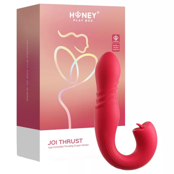 Honey Play Box Joi Thrust 2 - App-styret thrusting vibrator med tunge (rød)