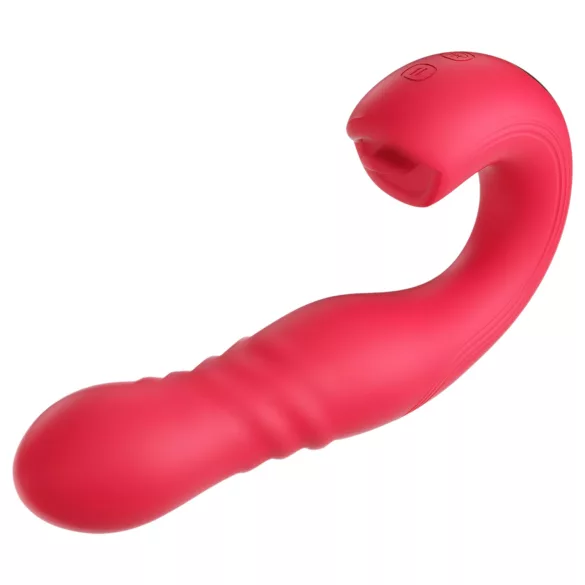 Honey Play Box Joi Thrust 2 - App-styret thrusting vibrator med tunge (rød)