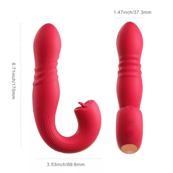 Honey Play Box Joi Thrust 2 - App-styret thrusting vibrator med tunge (rød)