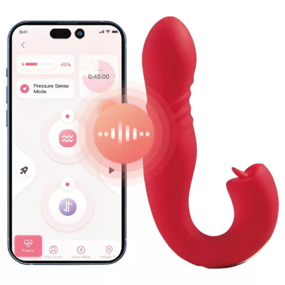 Honey Play Box Joi Thrust 2 - App-styret thrusting vibrator med tunge (rød)