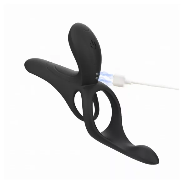 Honey Play Box Pleasure Pivot - App-styret vibrerende penis- og pungring til mænd (sort)