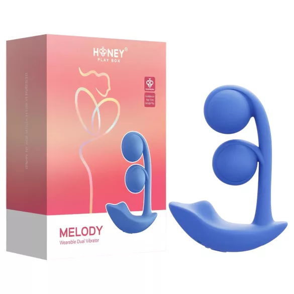 Honey Play Box Melody - App-styret perlevibrator 2-i-1 (blå)