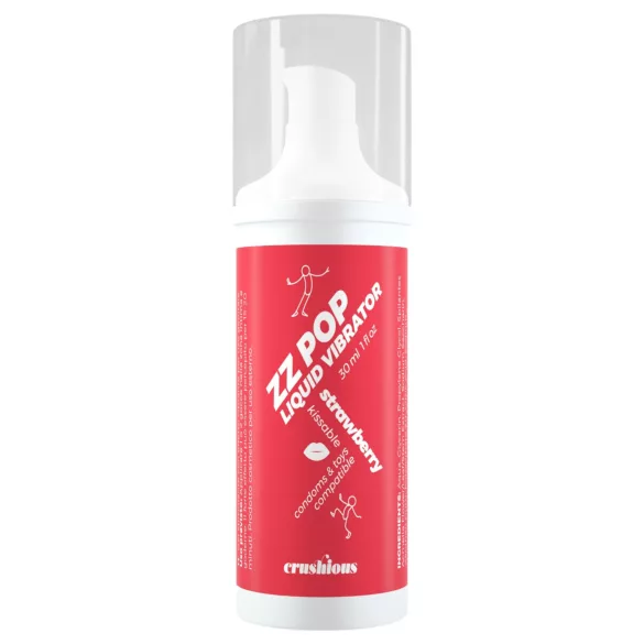 Crushious ZZ Pop - kyssevenlig flydende vibrator med jordbær (30 ml)