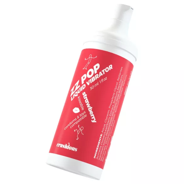 Crushious ZZ Pop - kyssevenlig flydende vibrator med jordbær (30 ml)